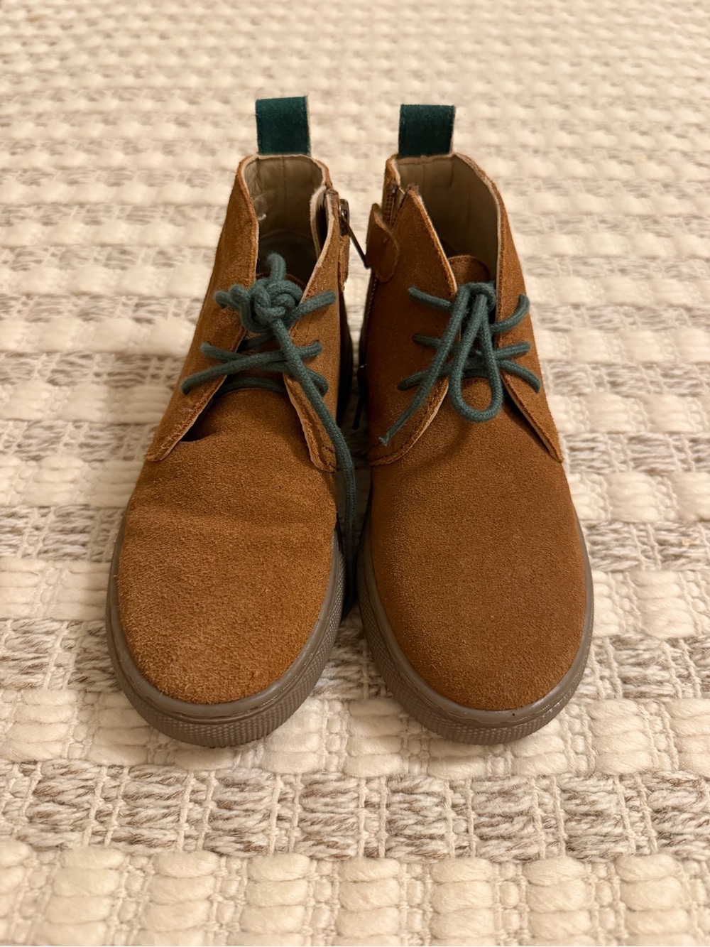Boden Kids Brown Suede Lace-Up Boots with Green Laces